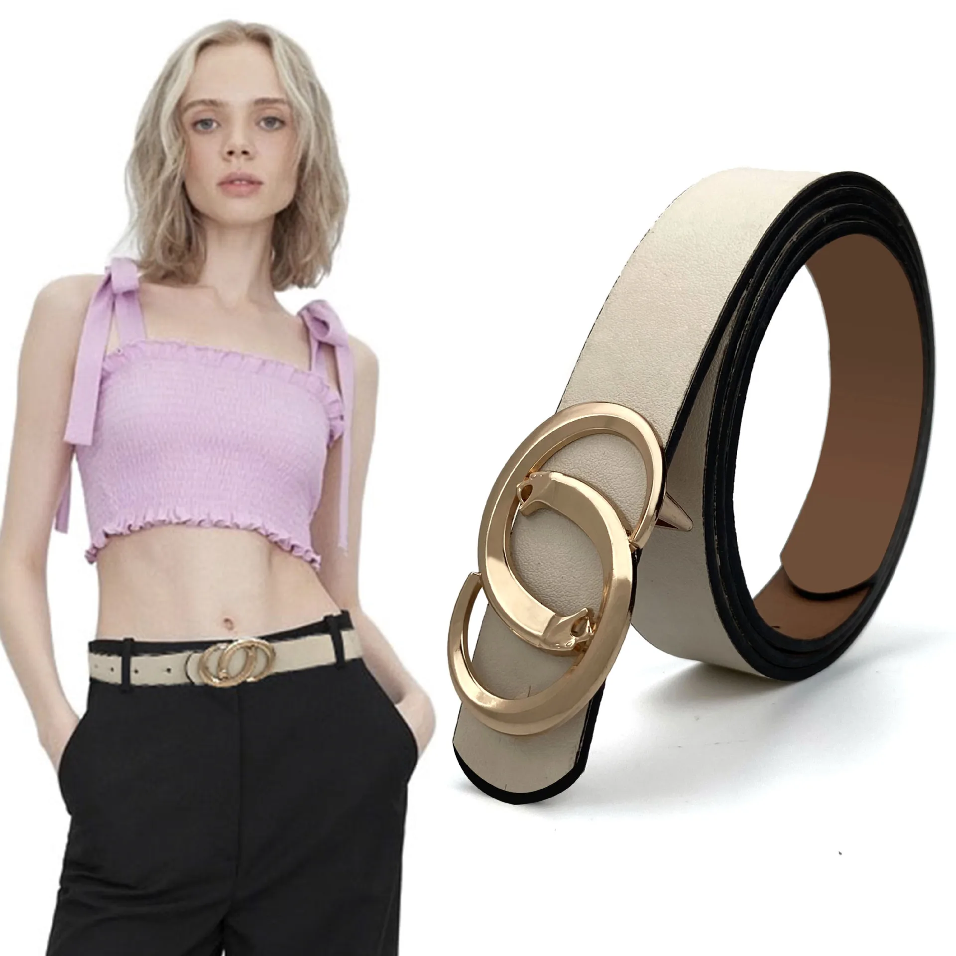 New Double C Unique Pu Belt Women Fashion Thin Metal Buckle Belts Female Jeans Brand Design Waistband 2021
New Double C Unique Pu Belt Women Fashion Thin Metal Buckle Belts Female Jeans Brand Design Waistband 2021