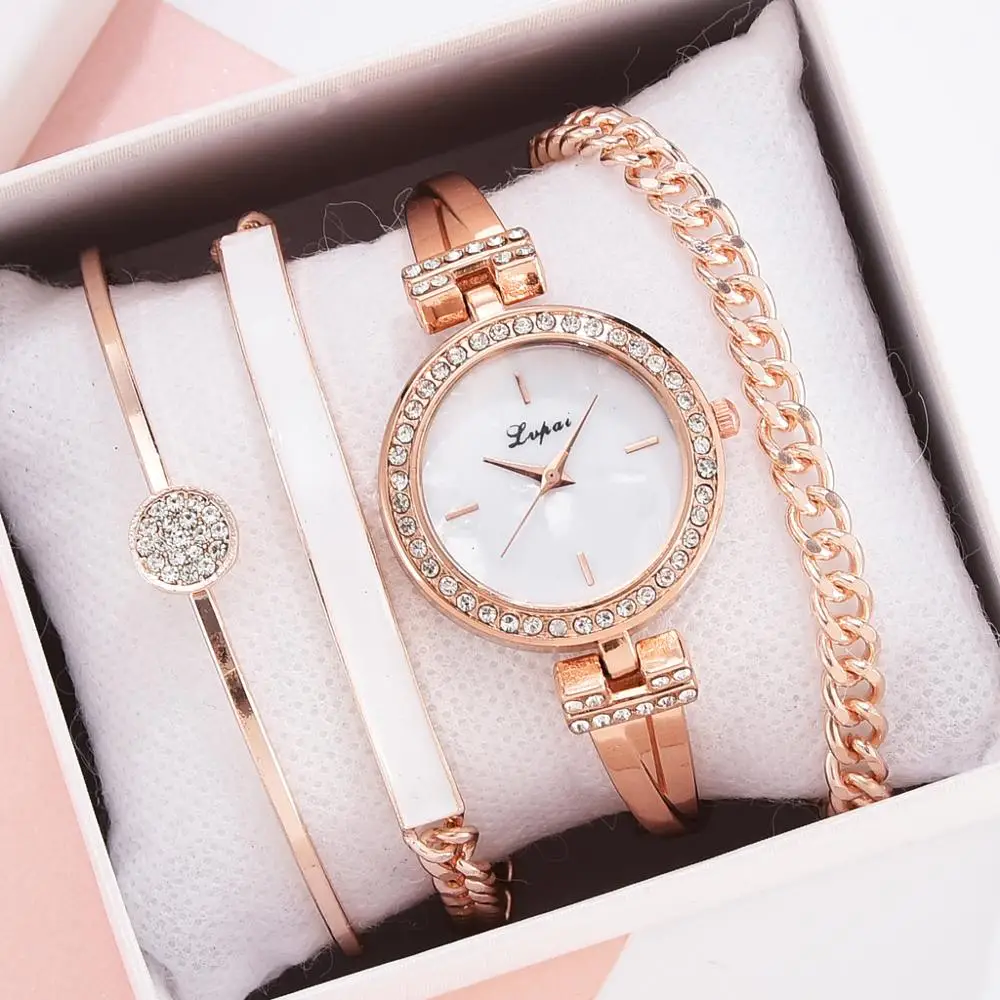 Fashion 4pcs Set Women Watches Luxury Buckle Flower Rhinestone Watch Ladies Quartz Wrist Watch Bracelet Set Reloj Mujer
Fashion 4pcs Set Women Watches Luxury Buckle Flower Rhinestone Watch Ladies Quartz Wrist Watch Bracelet Set Reloj Mujer