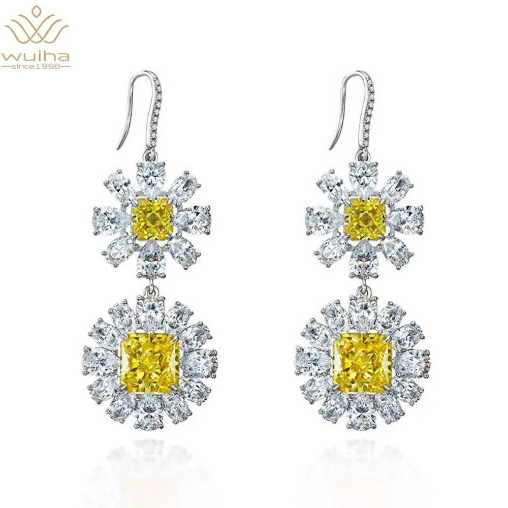 WUIHA 100% 925 Sterling Silver 10MM Flower Shape Citrine Created Moissanite Gemstone Drop Earrings Ladies Cocktail Fine Jewelry
WUIHA 100% 925 Sterling Silver 10MM Flower Shape Citrine Created Moissanite Gemstone Drop Earrings Ladies Cocktail Fine Jewelry