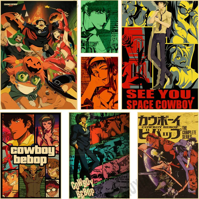 Фото Постер из крафт-бумаги Cowboy Bebop винтажные аниме постеры и принты для гостиной бара