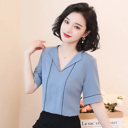 2021 new fashion T-shirt striped short sleeve chiffon women 
2021 new fashion T-shirt striped short sleeve chiffon women