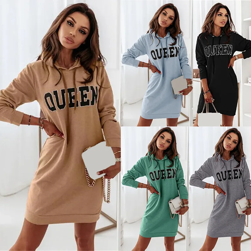 Autumn Winter Dress 2021 5 Colors Women's New Casual Hooded Long Sleeve Loose Pullover Letter Printing Sports Streetwear Dresses
Autumn Winter Dress 2021 5 Colors Women's New Casual Hooded Long Sleeve Loose Pullover Letter Printing Sports Streetwear Dresses