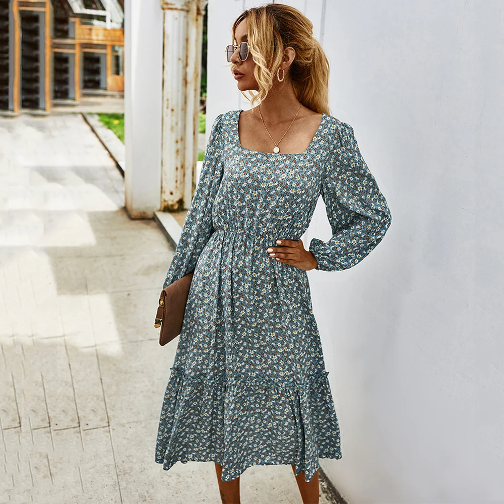 Women Long Dress Autumn Winter Long Sleeve Elegant Ladies Flower Square Collar Dresses Party 2021 Black Clothes For Woman
Women Long Dress Autumn Winter Long Sleeve Elegant Ladies Flower Square Collar Dresses Party 2021 Black Clothes For Woman