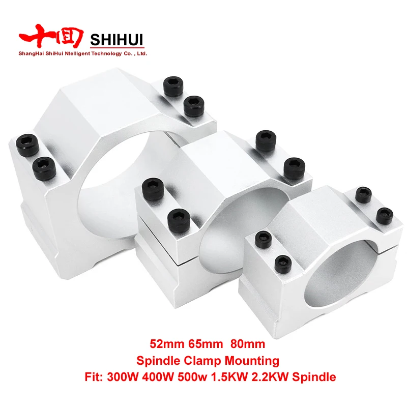 

52mm 65mm 80mm Spindle Clamp Mounting Bracket With 4 Screws For 300W 400W 500W 1.5KW 2.2KW Spindle CNC Milling Motor Machine