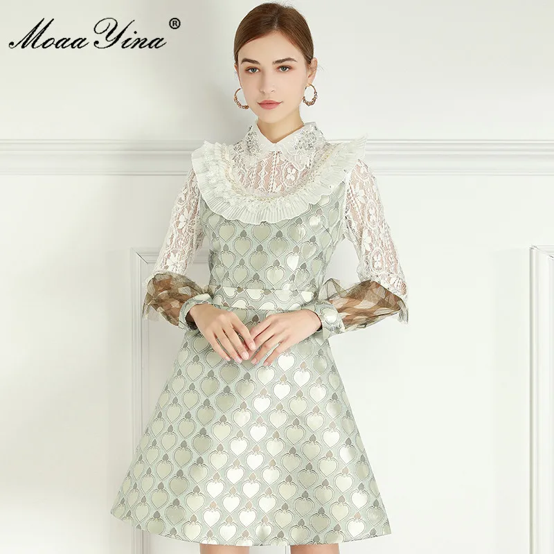 MoaaYina Fashion Designer dress Spring Women's Dress Lace Long sleeve Crystal Beaded Turn-down Collar Ruffles Slim Dresses
MoaaYina Fashion Designer dress Spring Women's Dress Lace Long sleeve Crystal Beaded Turn-down Collar Ruffles Slim Dresses