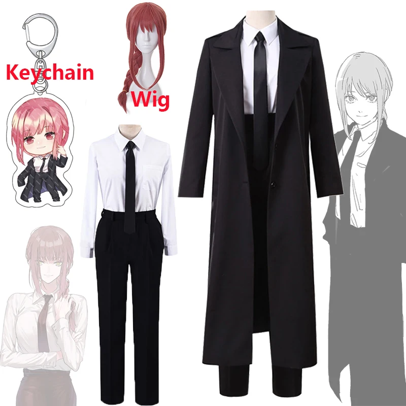 Anime Chainsaw Man Makima Cosplay Costume Black Trench Shirt Tie Pants Makima Wig Long Light Red Braid Men Women Suit Uniform
Anime Chainsaw Man Makima Cosplay Costume Black Trench Shirt Tie Pants Makima Wig Long Light Red Braid Men Women Suit Uniform
