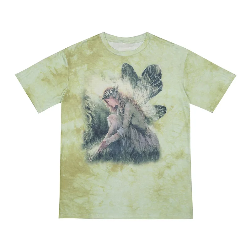 Fashion tie-dye T-shirt hip-hop loose Harajuku style short-sleeved couple T-shirt gradient color female elf print T-shirt top
Fashion tie-dye T-shirt hip-hop loose Harajuku style short-sleeved couple T-shirt gradient color female elf print T-shirt top