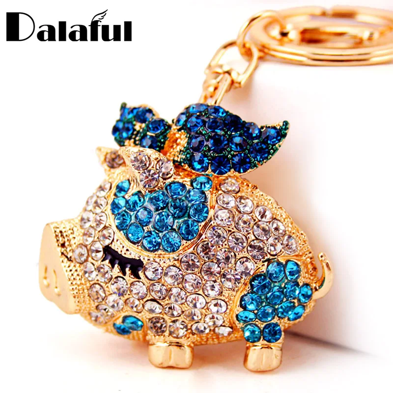 Dalaful 2017 новый бренд крылья свиньи Кристальные стразы брелки держатель для женщин
