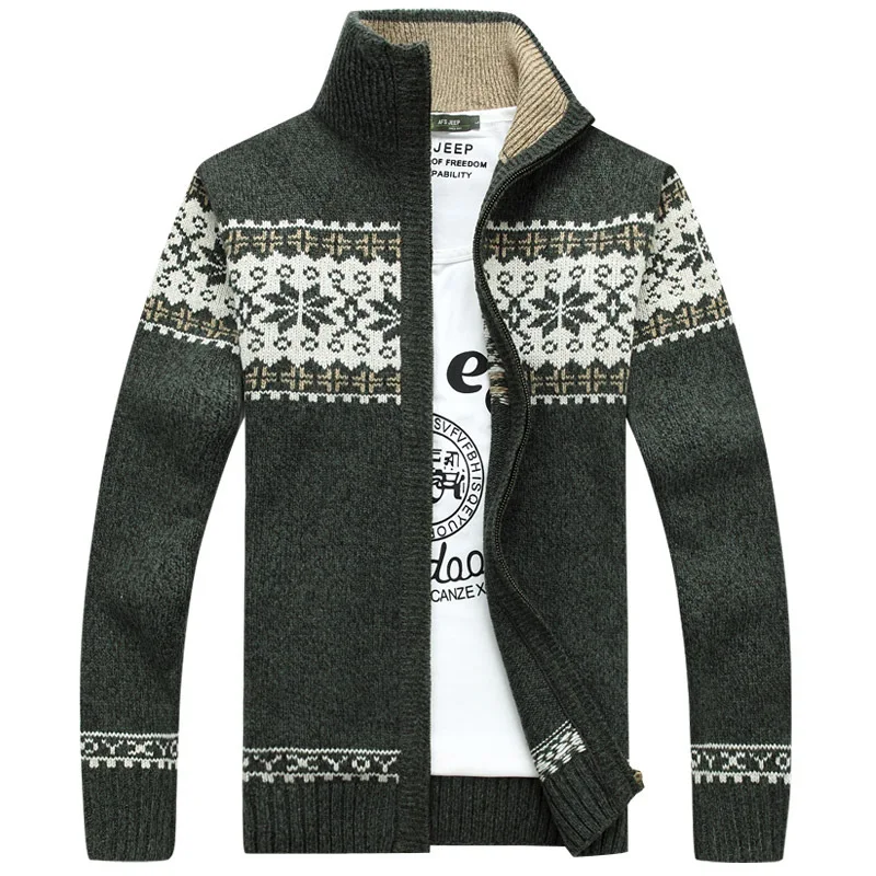 Winter Men's Jacquard Sweater Coat Slim Stand Collar Tide Wool Knitted Cardigan Full Zip Casual Warm Male Clothing for Autumn
Winter Men's Jacquard Sweater Coat Slim Stand Collar Tide Wool Knitted Cardigan Full Zip Casual Warm Male Clothing for Autumn