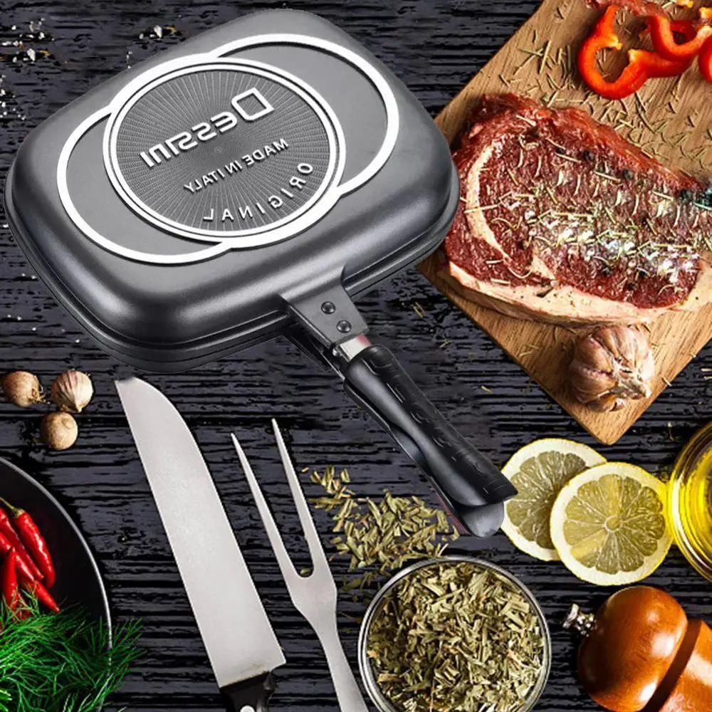 HOT SALE 32/36cm Double Side Grill Fry Pan Cookware Tool Steel Double Face Fry Kitchen Cooking Steak Accessories
HOT SALE 32/36cm Double Side Grill Fry Pan Cookware Tool Steel Double Face Fry Kitchen Cooking Steak Accessories