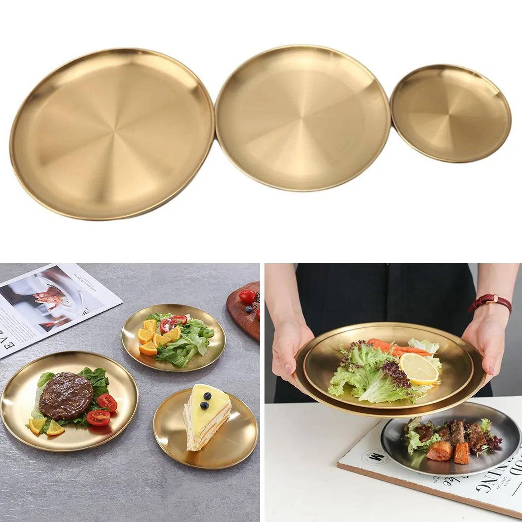Dinner Plates Northern Europe Gold Color Stainless Retro Steel Plate Fruit Dish Cake Dessert Plates Home Decor Tableware
Dinner Plates Northern Europe Gold Color Stainless Retro Steel Plate Fruit Dish Cake Dessert Plates Home Decor Tableware