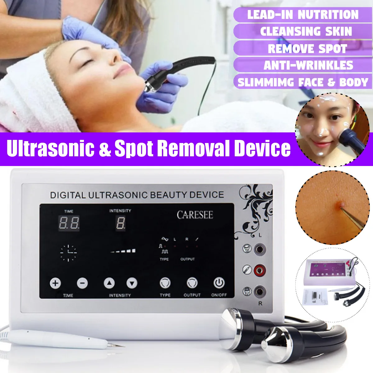 Ultrasonic Beauty Device High Frequency Ultrasound Anti-Wrinkle Spot Removal Anti-Ageing Cleansing Skin Spa Beauty Instrument
Ultrasonic Beauty Device High Frequency Ultrasound Anti-Wrinkle Spot Removal Anti-Ageing Cleansing Skin Spa Beauty Instrument