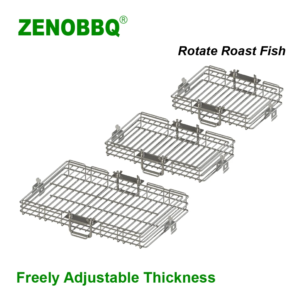 ZENOBBQ вращающийся гриль для жарки барбекю корзина рыбы набор шпажки креветки