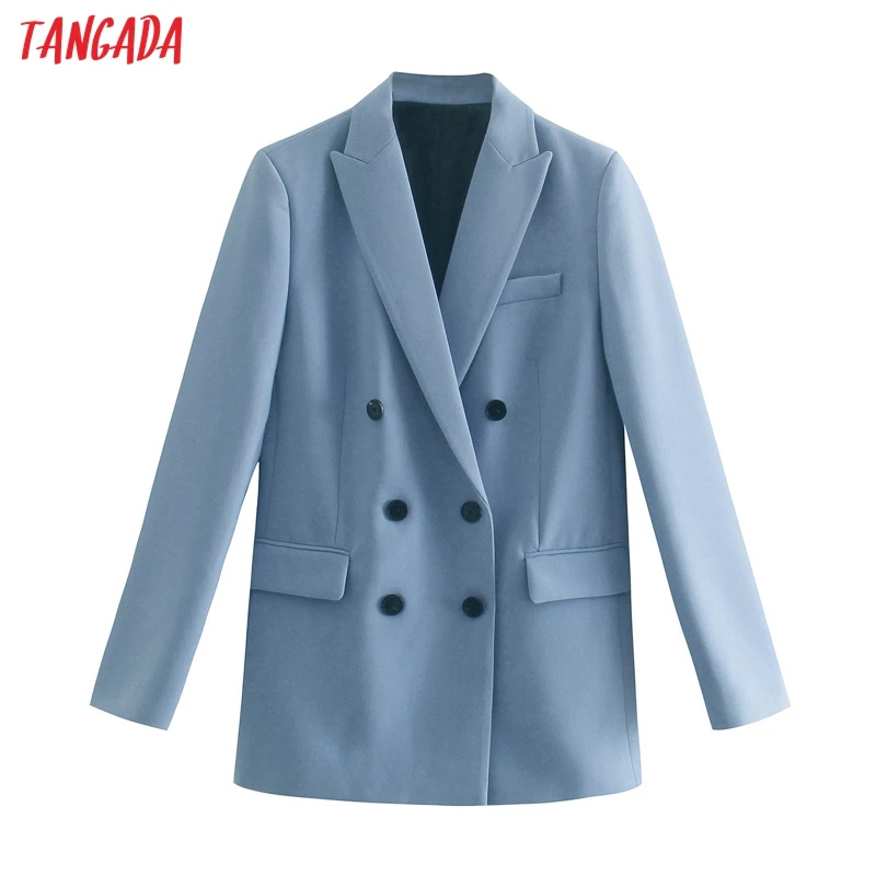 Tangada Women 2021 Fashion High Quality Blue Blazer Coat Vintage Double Breasted Long Sleeve Female Outerwear Chic Tops JE94
Tangada Women 2021 Fashion High Quality Blue Blazer Coat Vintage Double Breasted Long Sleeve Female Outerwear Chic Tops JE94