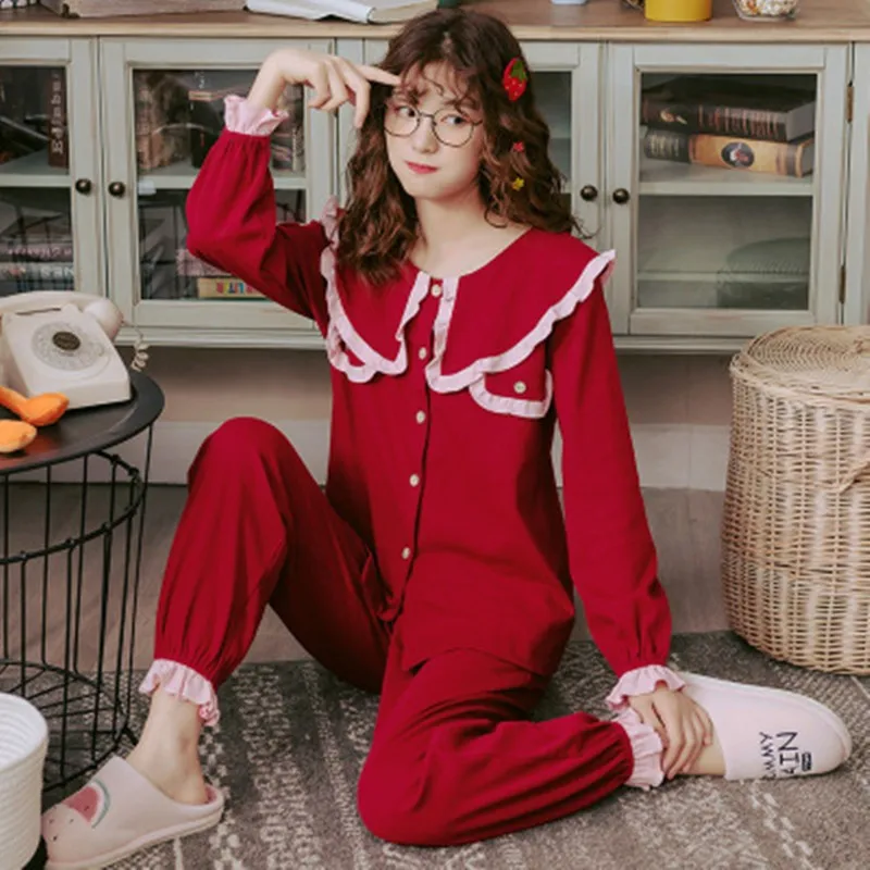 Large size long sleeve pajamas women's spring and autumn pure cotton 100kg fat plus loose Korean Princess wind ins two piece set
Large size long sleeve pajamas women's spring and autumn pure cotton 100kg fat plus loose Korean Princess wind ins two piece set