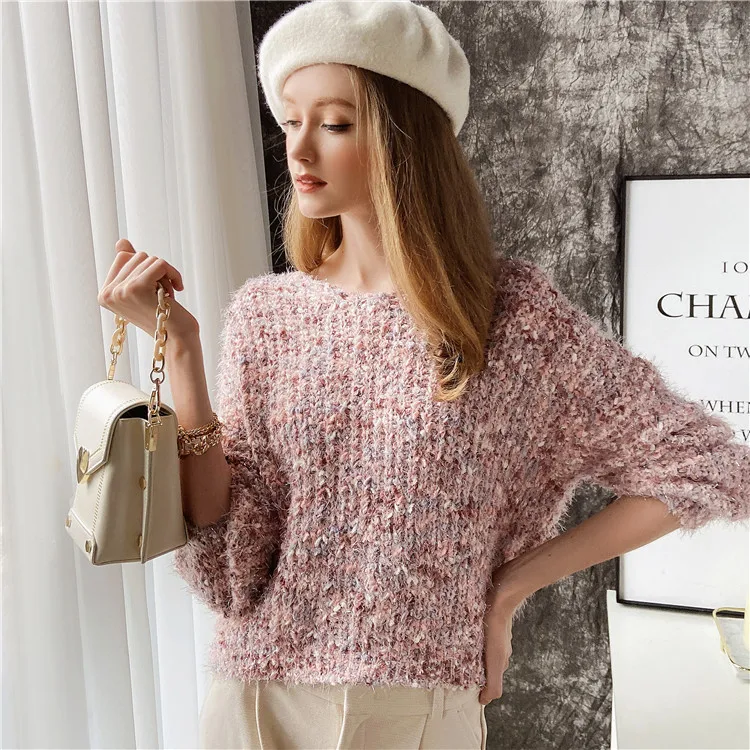 Knitted Pullover Autumn Winter Ladies Jumper Sweet Pink V-neck Women Solid Sweater Lantern Sleeve Female
Knitted Pullover Autumn Winter Ladies Jumper Sweet Pink V-neck Women Solid Sweater Lantern Sleeve Female