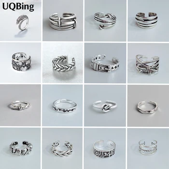Top Grade Vintage Silver Color Adjustable Star Layer Bowknot 925 Stamp Rings For Women Birthday Gifts Jewelry
