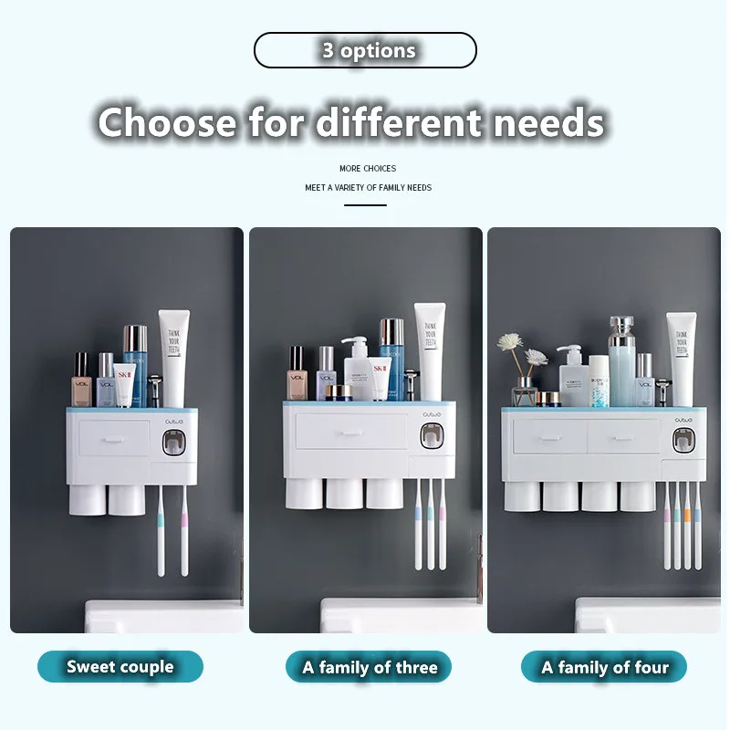 Toothbrush Holder Automatic Toothpaste Dispenser Wall Mount Toiletries Storage Rack Bathroom Accessories Set With Magnetic Cup
Toothbrush Holder Automatic Toothpaste Dispenser Wall Mount Toiletries Storage Rack Bathroom Accessories Set With Magnetic Cup
