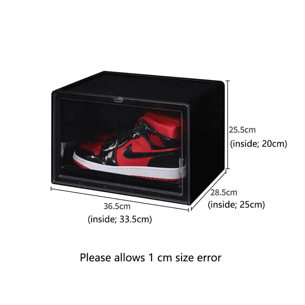 Sneakers Box Sliding Plastic Shoes Box Stackable Display Cabinet Storage Box Detachable Dustproof Shoe Rack Organizer for AJ
Sneakers Box Sliding Plastic Shoes Box Stackable Display Cabinet Storage Box Detachable Dustproof Shoe Rack Organizer for AJ