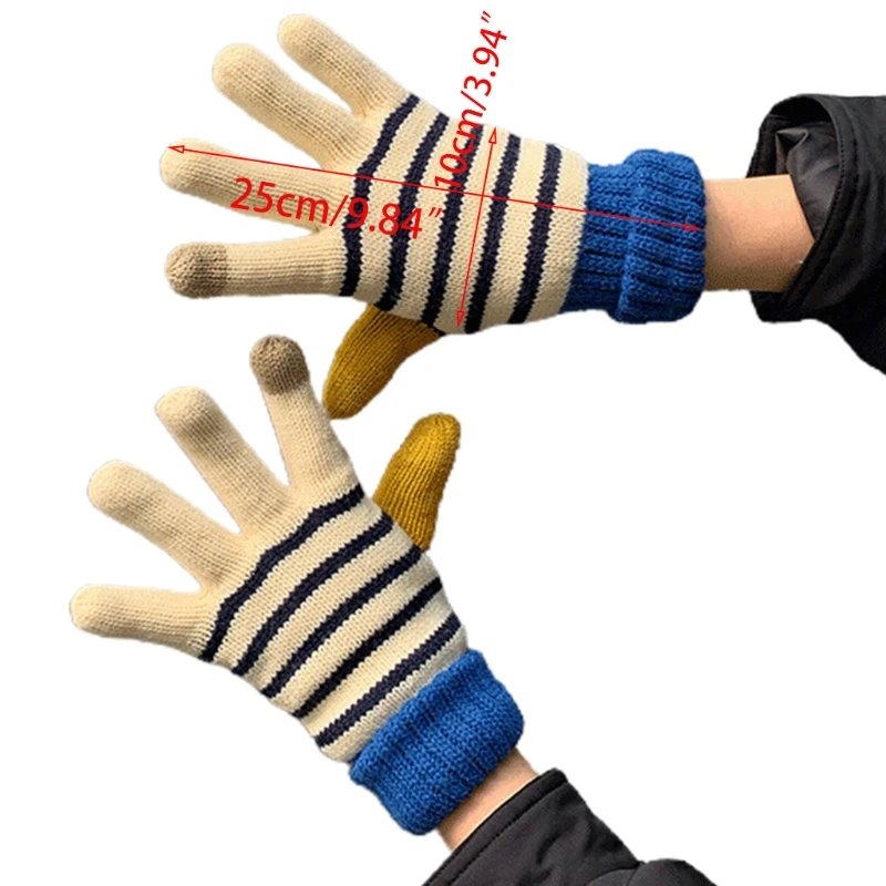 Winter Knit Thicken Warm Touchscreen Gloves Korean Women Outdoor Stripes Knitting Ski Snow Mittens Female Casual Hand Warmer
Winter Knit Thicken Warm Touchscreen Gloves Korean Women Outdoor Stripes Knitting Ski Snow Mittens Female Casual Hand Warmer