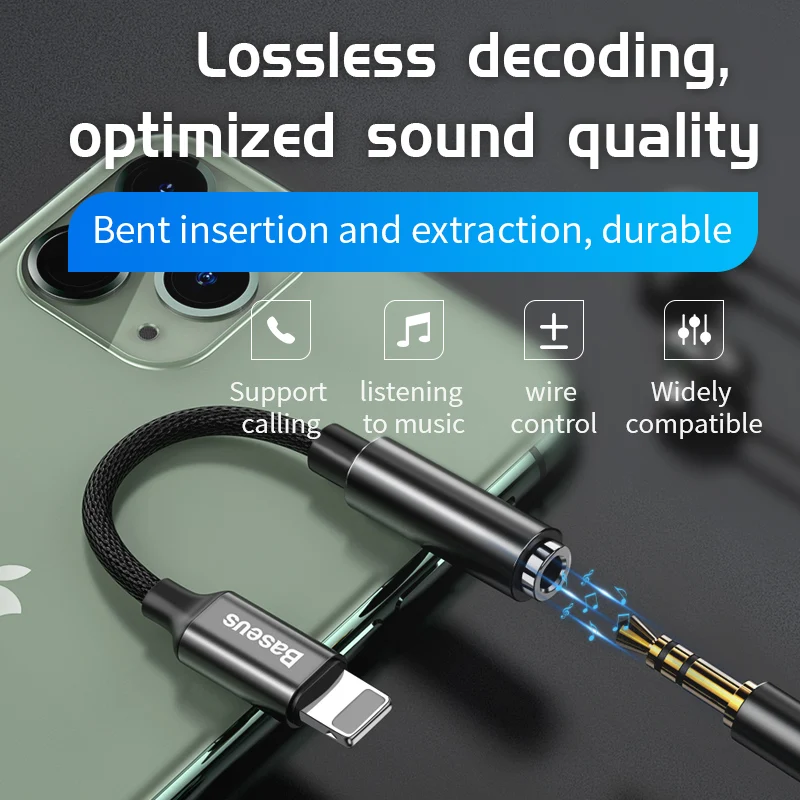 Baseus Lighting to 3.5 mm Audio Adapter Cable for iPhone 11 Pro X XS XR 8 7 3.5mm Jack AUX Earphone Headphone Adapter Splitter
Baseus Lighting to 3.5 mm Audio Adapter Cable for iPhone 11 Pro X XS XR 8 7 3.5mm Jack AUX Earphone Headphone Adapter Splitter