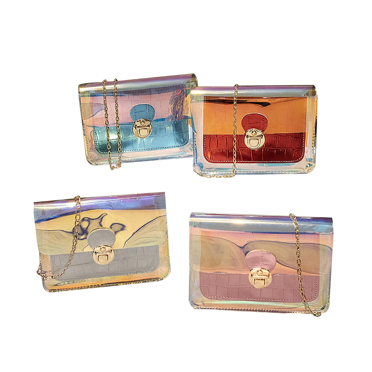 2020 New Fashion Women Transparent Crossbody Purse Fashion Holographic Clear Shoulder Messenger Bag with Chain Strap
2020 New Fashion Women Transparent Crossbody Purse Fashion Holographic Clear Shoulder Messenger Bag with Chain Strap