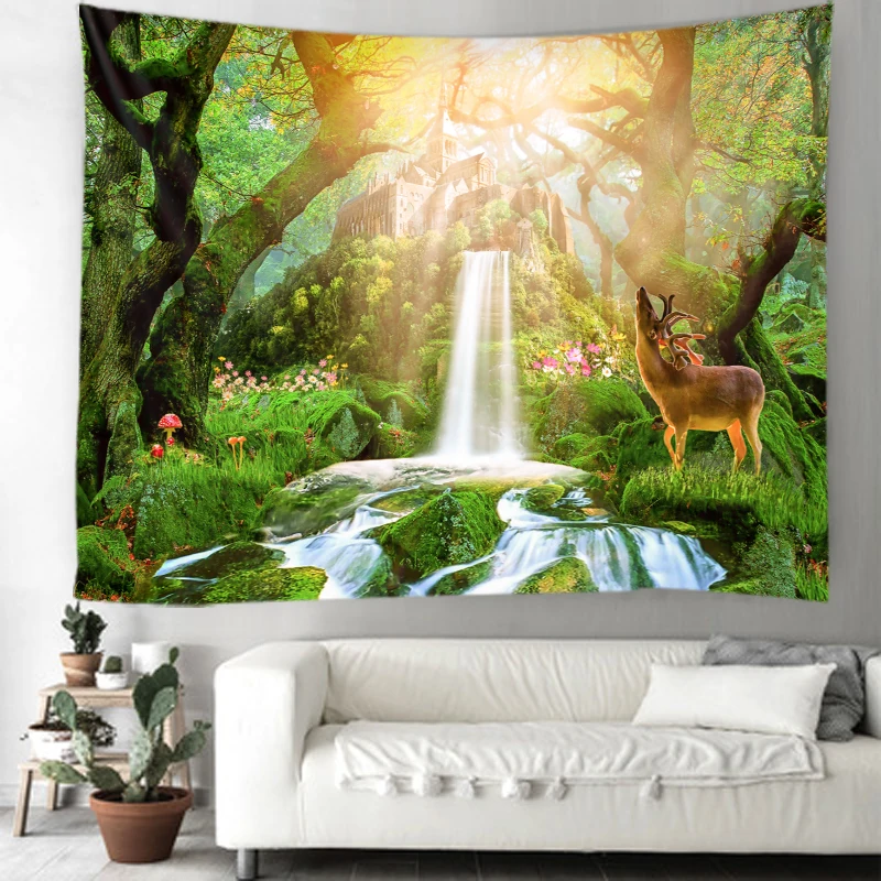 Forest waterfall tapestry beautiful forest psychedelic castle waterfall tapestry living room bedroom home decor supplies
Forest waterfall tapestry beautiful forest psychedelic castle waterfall tapestry living room bedroom home decor supplies