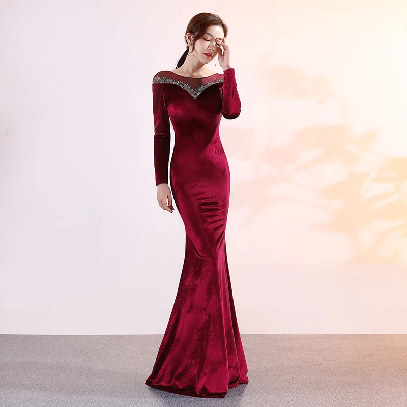Evening Dress Long Sleeve Velour Evening Dresses Long Velvet Abiye Gece Elbisesi Robe De Soiree Grand Taille Longue Abendkleider
Evening Dress Long Sleeve Velour Evening Dresses Long Velvet Abiye Gece Elbisesi Robe De Soiree Grand Taille Longue Abendkleider