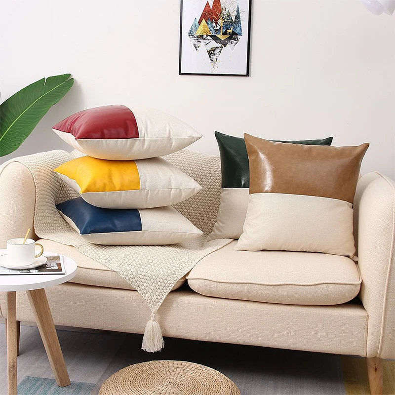 45*45cm PU Leather Splicing Pillowcover Living Room Decorative Throw Cushion Cover Office Sofa Outdoors Pillowcase 40837
45*45cm PU Leather Splicing Pillowcover Living Room Decorative Throw Cushion Cover Office Sofa Outdoors Pillowcase 40837