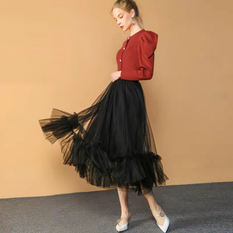 Spring and summer peak green long mesh layered skirt retro layered ruffled tutu skirt Bohemia beach travel elastic waist skirt 
Spring and summer peak green long mesh layered skirt retro layered ruffled tutu skirt Bohemia beach travel elastic waist skirt