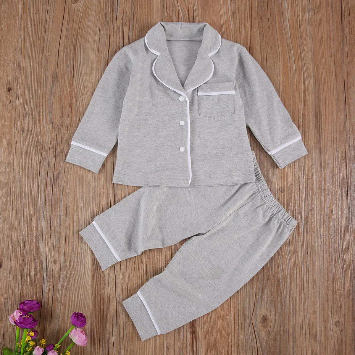 2020 Fall Spring Baby Boys Girls Pajamas Clothing Set Children Long Sleeve Solid Color Single-bresated Shirt + Long Pants 1-5T
2020 Fall Spring Baby Boys Girls Pajamas Clothing Set Children Long Sleeve Solid Color Single-bresated Shirt + Long Pants 1-5T