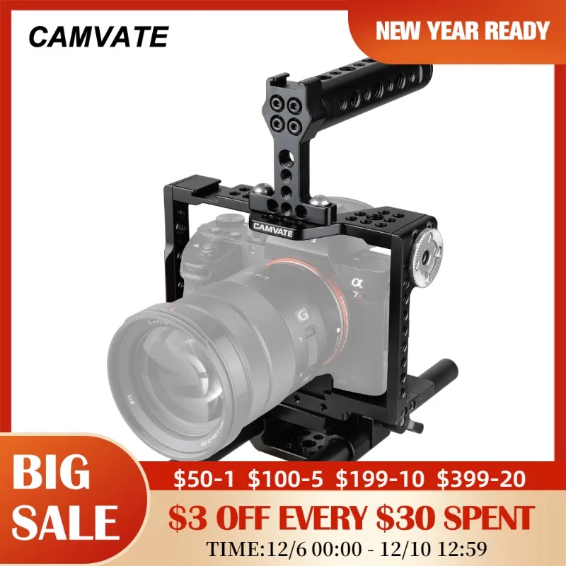 CAMVATE Camera Cage Rig With Top Cheese Handle & 15mm Dual Rod Adapter For Sony a7 II,a7R II,a7S II,a7 III,a7R III,A7R4,a9Series 
CAMVATE Camera Cage Rig With Top Cheese Handle & 15mm Dual Rod Adapter For Sony a7 II,a7R II,a7S II,a7 III,a7R III,A7R4,a9Series