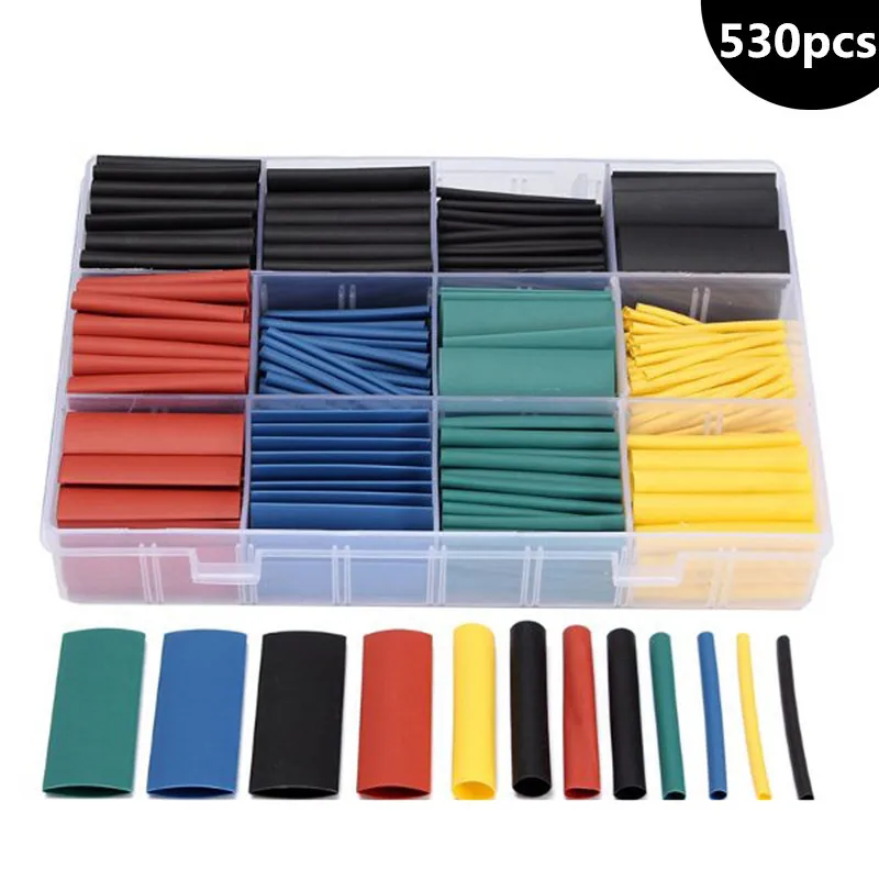 530pcs Assortment Electronic Wrap Wire Cable Insulated Polyolefin Heat Shrink Tube Ratio Tubing Insulation Shrinkable Tubes
530pcs Assortment Electronic Wrap Wire Cable Insulated Polyolefin Heat Shrink Tube Ratio Tubing Insulation Shrinkable Tubes