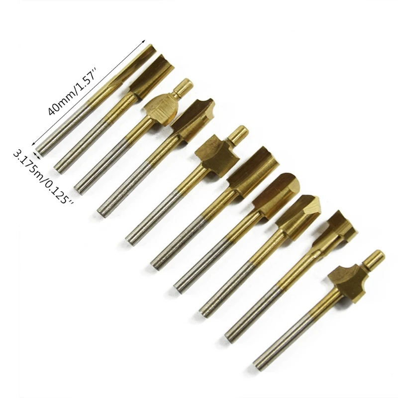 10pcs HSS Router Bits Wood Cutter Milling Fits Rotary Tool Set 1/8" 3mm Shank Carpentry Router Bits for Rotary Tools DIY
10pcs HSS Router Bits Wood Cutter Milling Fits Rotary Tool Set 1/8" 3mm Shank Carpentry Router Bits for Rotary Tools DIY