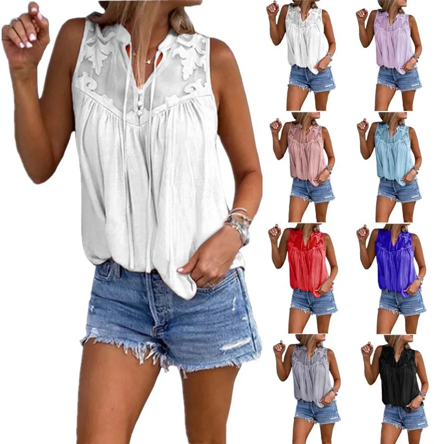 DIOROBBEN Womens Lace Tops And Blouses Bobo Beach Sleeveless V Neck Harajuku Shirt Lace Chemise Blusas woman's Summer Shirt
DIOROBBEN Womens Lace Tops And Blouses Bobo Beach Sleeveless V Neck Harajuku Shirt Lace Chemise Blusas woman's Summer Shirt