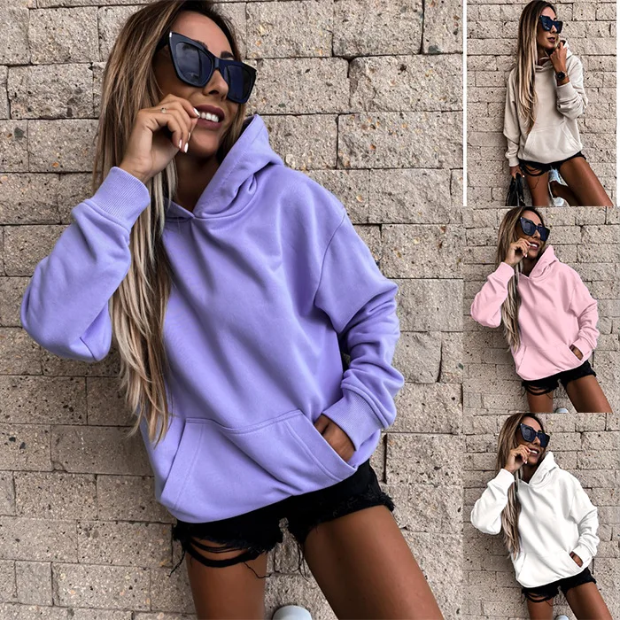 Autumn and winter long-sleeved solid color pullover hooded sweater top women's clothing
Autumn and winter long-sleeved solid color pullover hooded sweater top women's clothing