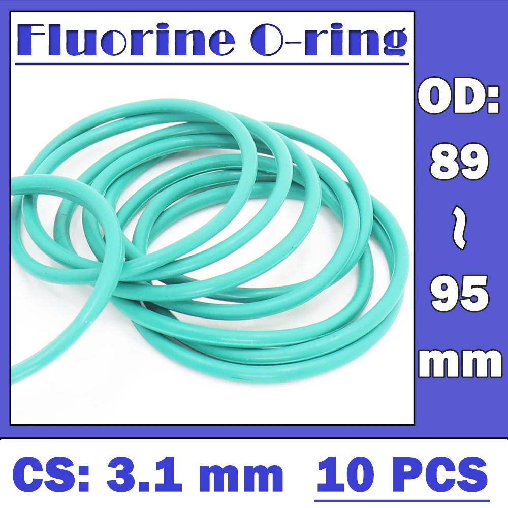 

CS3.1mm FKM Rubber O RING OD 89/90/91/92/93/94/95*3.1 mm 10PCS O-Ring Fluorine Gasket Oil seal Green ORing
