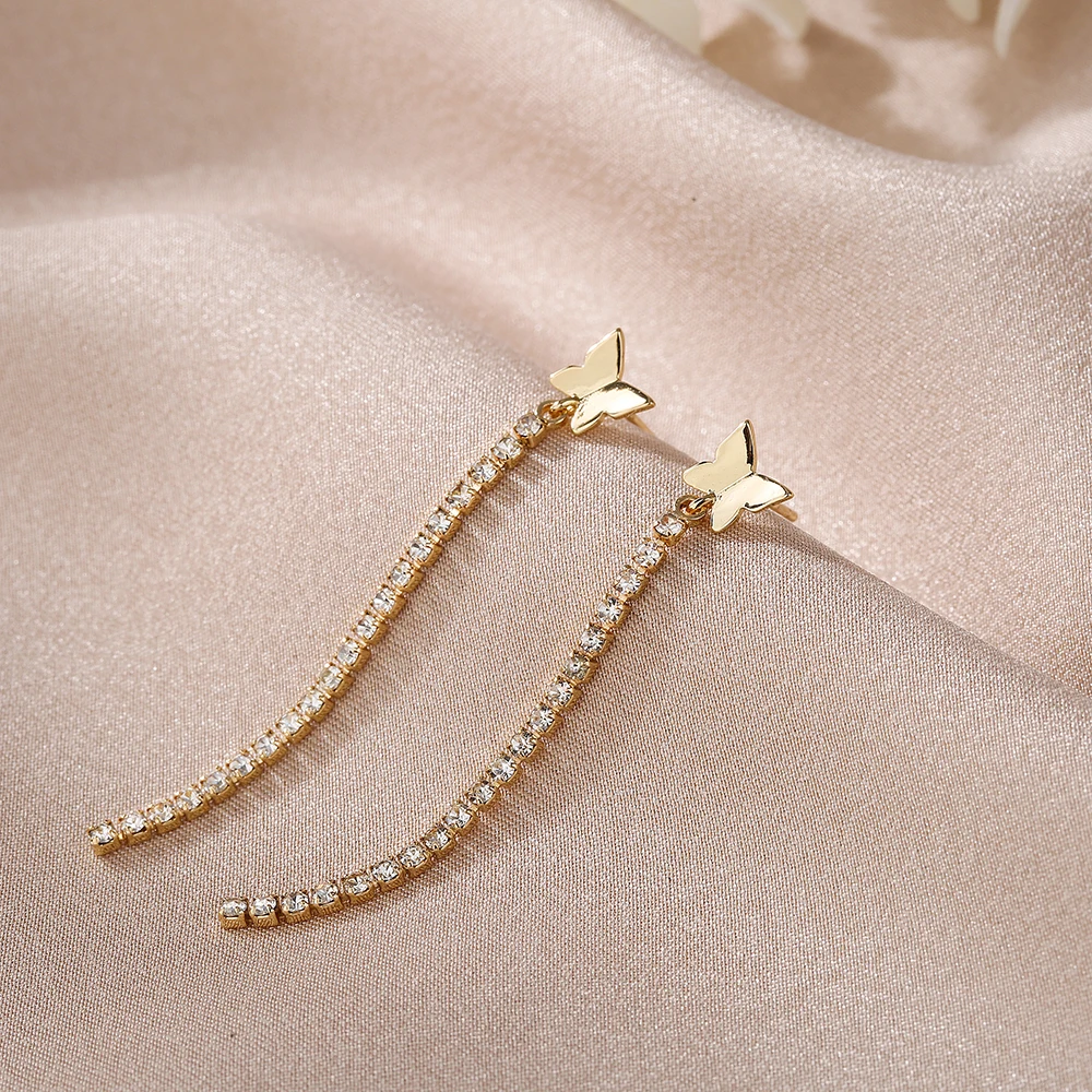 ASCONA Fashion Long Tassel Full Zircon Drop Earrings For Women Crystal Dangle Gold Butterfly Earrings Stud Jewelry Gifts 2021
ASCONA Fashion Long Tassel Full Zircon Drop Earrings For Women Crystal Dangle Gold Butterfly Earrings Stud Jewelry Gifts 2021