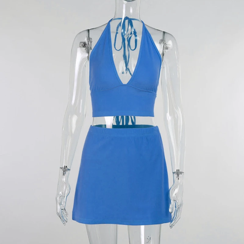 Fashion Halter Sexy Backless Crop Top and Mini Skirts Matching Set Two Piece Outfits Summer 2021 Women's Set
Fashion Halter Sexy Backless Crop Top and Mini Skirts Matching Set Two Piece Outfits Summer 2021 Women's Set