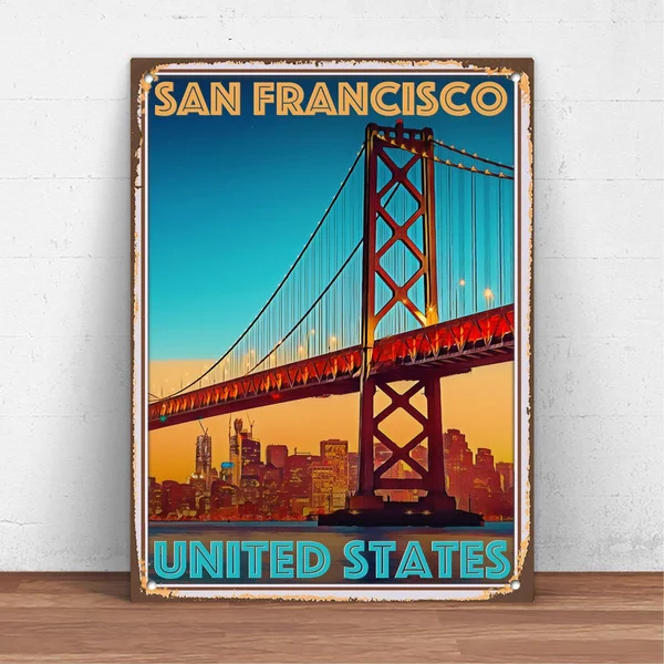 Retro Vintage San Francisco United States Metal Tin Sign Metal Sign Wall Decor Fashion Art Decor Poster,Man Cave
Retro Vintage San Francisco United States Metal Tin Sign Metal Sign Wall Decor Fashion Art Decor Poster,Man Cave