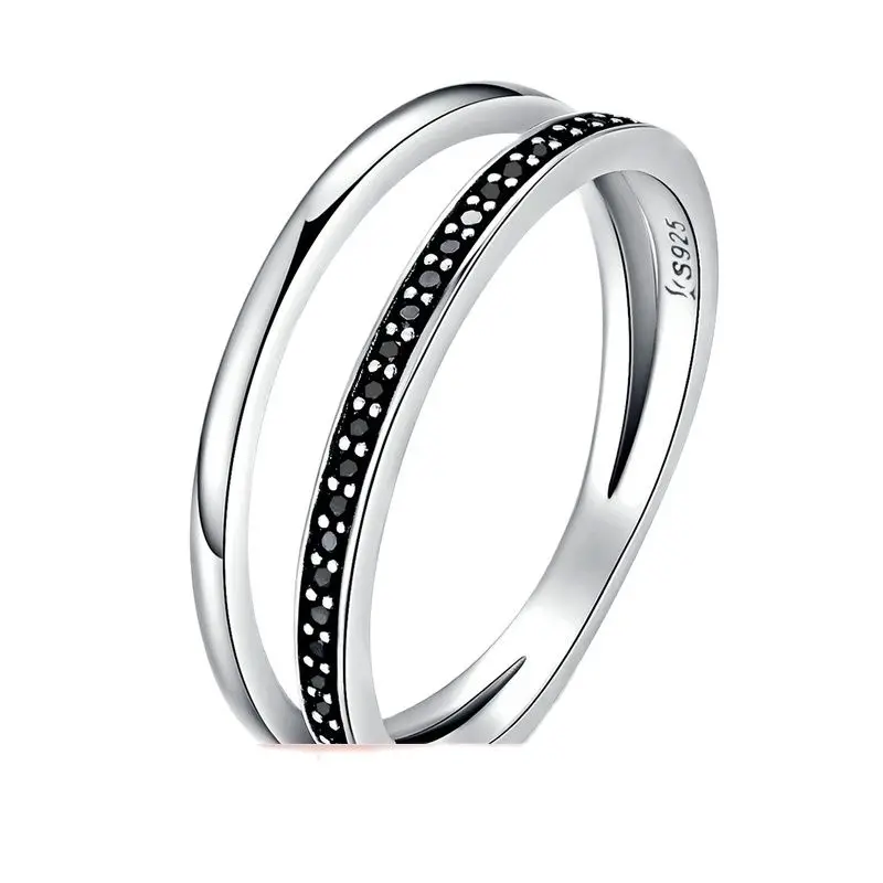 Genuine 925 Sterling Silver Double Circle Black Clear CZ Stackable Finger Ring for Women Fine Silver Jewelry Gift SCR082
Genuine 925 Sterling Silver Double Circle Black Clear CZ Stackable Finger Ring for Women Fine Silver Jewelry Gift SCR082