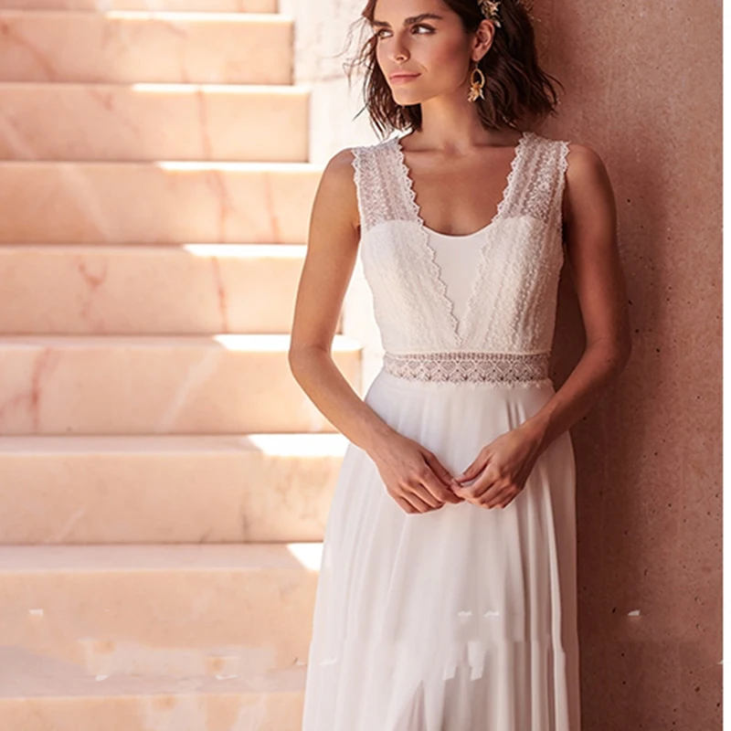 Bohemian Hippie Style Wedding Dresses 2020 Beach A-line Wedding Dress Bridal Gowns Backless White Lace Chiffon Robe De Marie
Bohemian Hippie Style Wedding Dresses 2020 Beach A-line Wedding Dress Bridal Gowns Backless White Lace Chiffon Robe De Marie