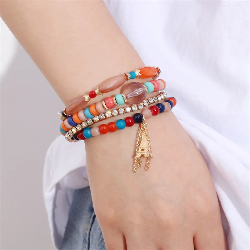 Bohemia Loose Beads Feather Tassel Bracelets for Women Eiffel Tower Hand Gold Plated Dangle Bracelet Sets Jewelry Party Gifts
Bohemia Loose Beads Feather Tassel Bracelets for Women Eiffel Tower Hand Gold Plated Dangle Bracelet Sets Jewelry Party Gifts