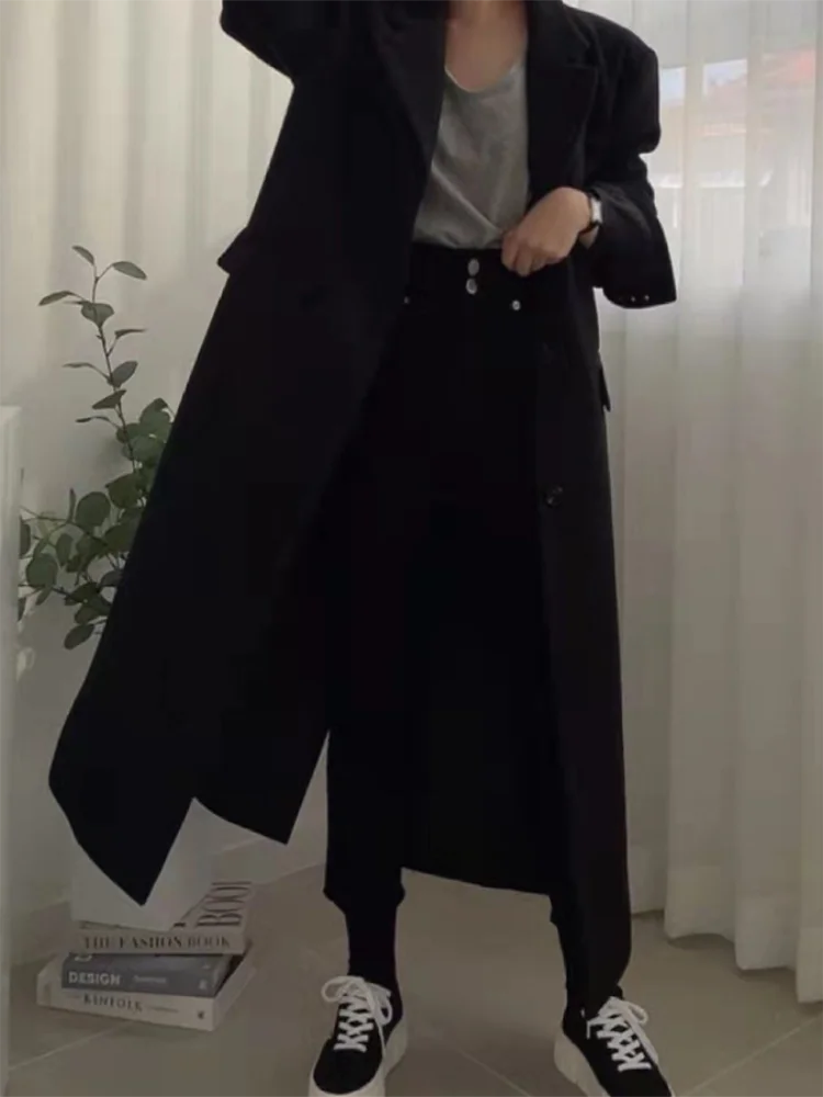 

Женское шерстяное пальто, зимнее Новое молодежное утепленное однотонное простое классическое Свободное пальто средней длины в стиле Ямамо...
