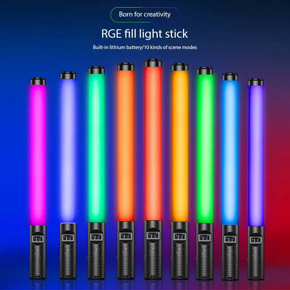 

RGB Colorful Fill Light Stick USB Rechargeable 1200 Lumens LED Handheld Photographic Fill Lamp For Street Dance Party Wedding