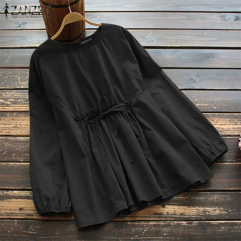 ZANZEA Elegant Ruffles Blouse Women Autumn Shirt Casual O neck Long Sleeve Tops Female Chemise Femininas Solid Cotton Blusas
ZANZEA Elegant Ruffles Blouse Women Autumn Shirt Casual O neck Long Sleeve Tops Female Chemise Femininas Solid Cotton Blusas