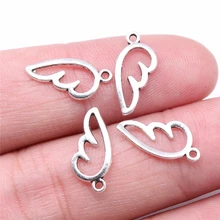 WYSIWYG 40pcs Charms 16x8mm Angel Wing Charms For Jewelry Making DIY Jewelry Findings Antique Silver Color Alloy Charms Pendant