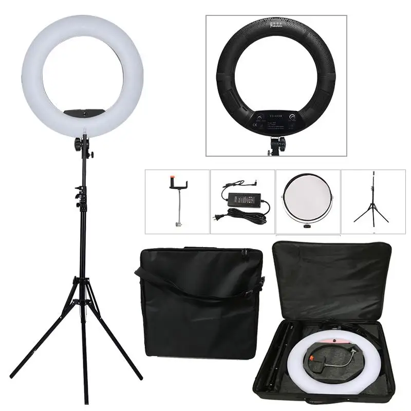 

Yidoblo FS-480II 2 Colors adjust Camera Photo/Studio/Phone/Video 18"48W 480 LED Ring Light LED Lamp+ 2M tripod +Soft bag