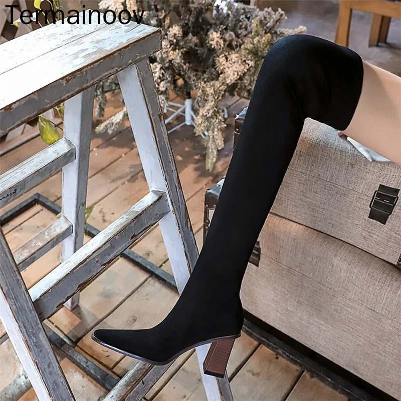 Termainoov Women Boots Sexy Nightclub Thick Heel High Heels Over the Knee Boots Long Chunky Thin High Boots
Termainoov Women Boots Sexy Nightclub Thick Heel High Heels Over the Knee Boots Long Chunky Thin High Boots