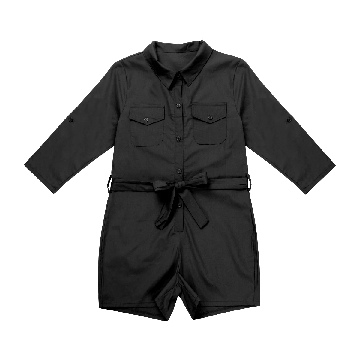 Women Fashion Half Sleeve Stand Collar V Neck Solid Color Playsuit Summer Casual Jumpsuit Playsuit With Sashes
Women Fashion Half Sleeve Stand Collar V Neck Solid Color Playsuit Summer Casual Jumpsuit Playsuit With Sashes